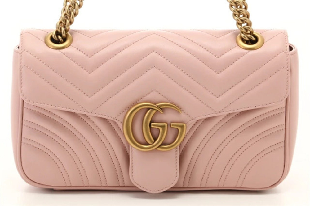 Gucci Bag Chain Shoulder GG Marmont Calfskin Pink